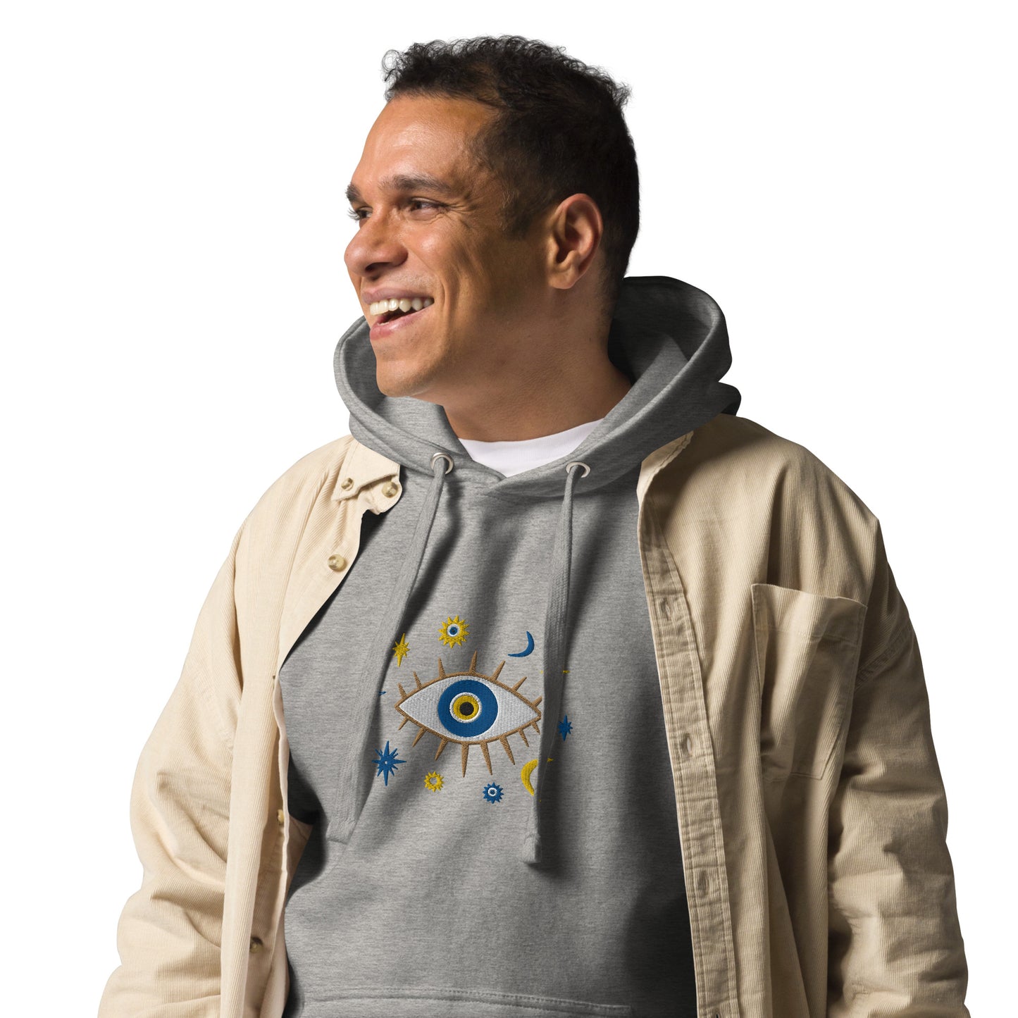 Greek Evil Eye Embroidered Hoodie - The Global Wanderer