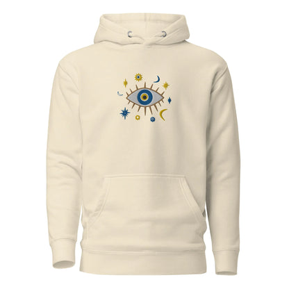 Greek Evil Eye Embroidered Hoodie - The Global Wanderer