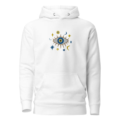 Greek Evil Eye Embroidered Hoodie - The Global Wanderer