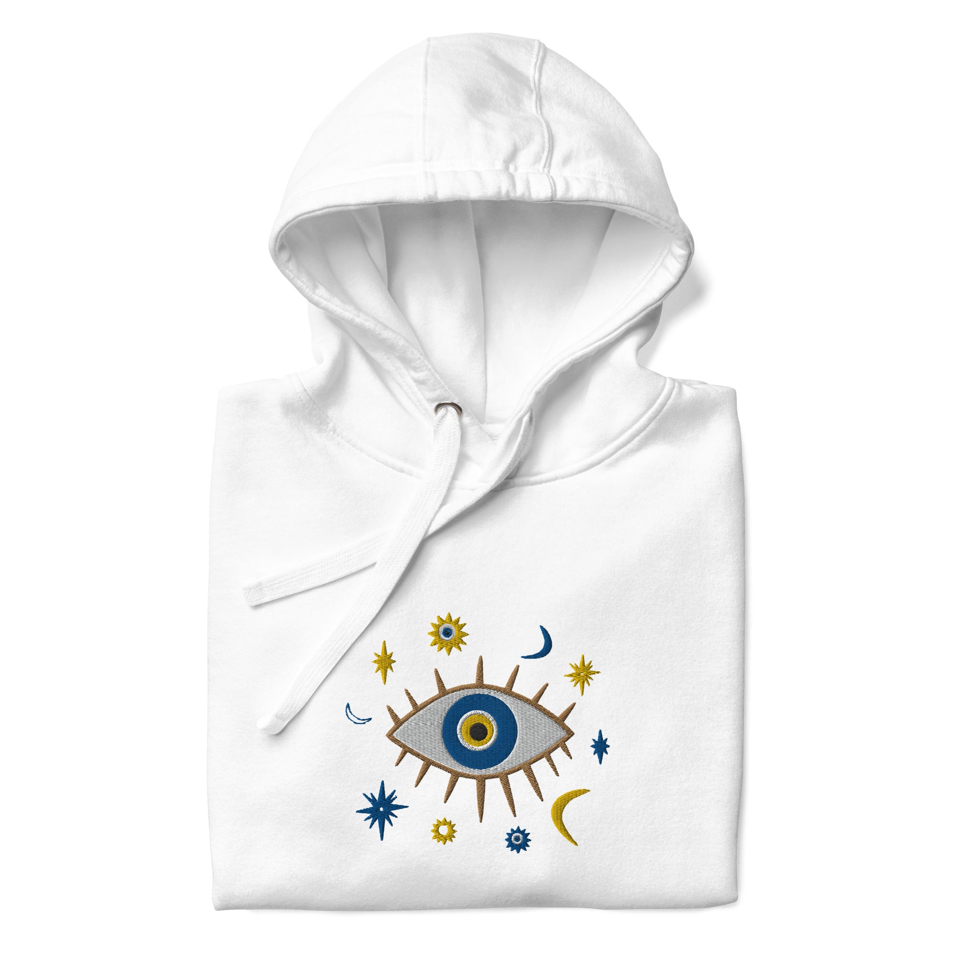 Greek Evil Eye Embroidered Hoodie - The Global Wanderer