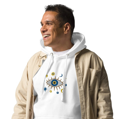 Greek Evil Eye Embroidered Hoodie - The Global Wanderer