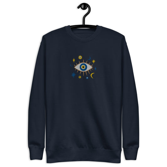 Greek Evil Eye Embroidered Sweatshirt - The Global Wanderer