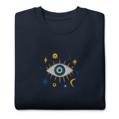 Greek Evil Eye Embroidered Sweatshirt - The Global Wanderer