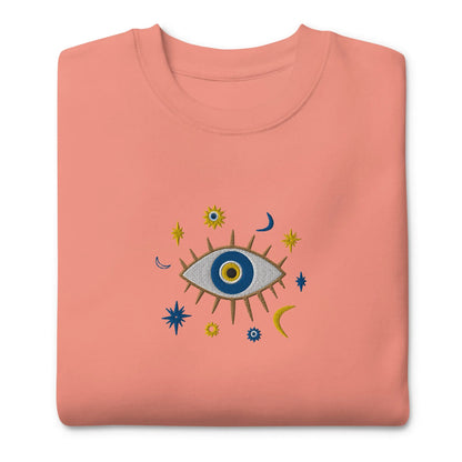 Greek Evil Eye Embroidered Sweatshirt - The Global Wanderer