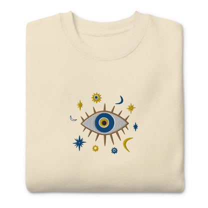 Greek Evil Eye Embroidered Sweatshirt - The Global Wanderer