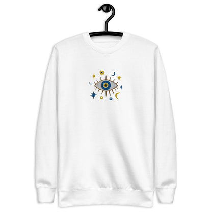 Greek Evil Eye Embroidered Sweatshirt - The Global Wanderer