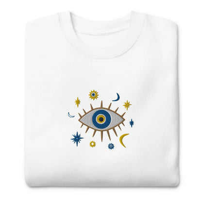 Greek Evil Eye Embroidered Sweatshirt - The Global Wanderer