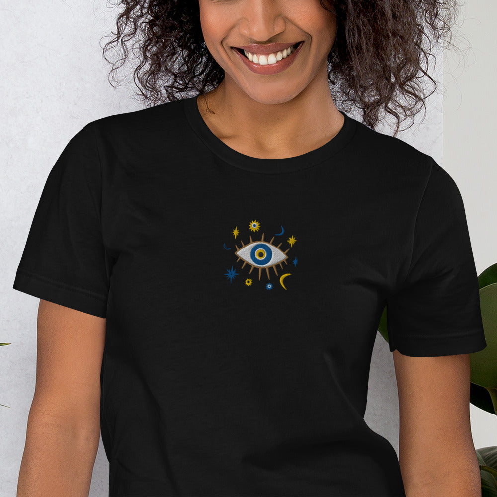 Greek Evil Eye Embroidered T-shirt - The Global Wanderer