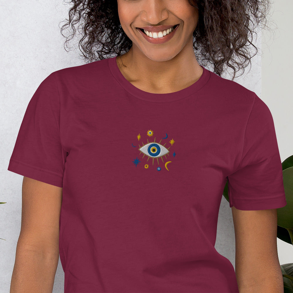 Greek Evil Eye Embroidered T-shirt - The Global Wanderer