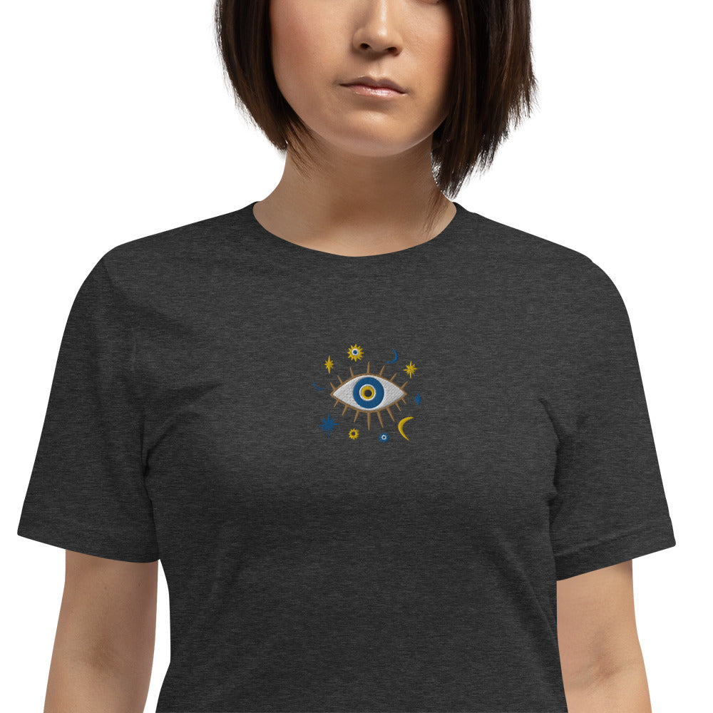 Greek Evil Eye Embroidered T-shirt - The Global Wanderer