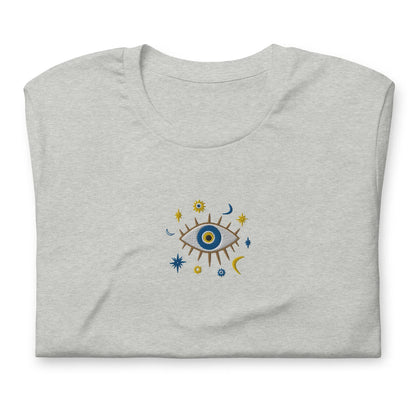 Greek Evil Eye Embroidered T-shirt - The Global Wanderer