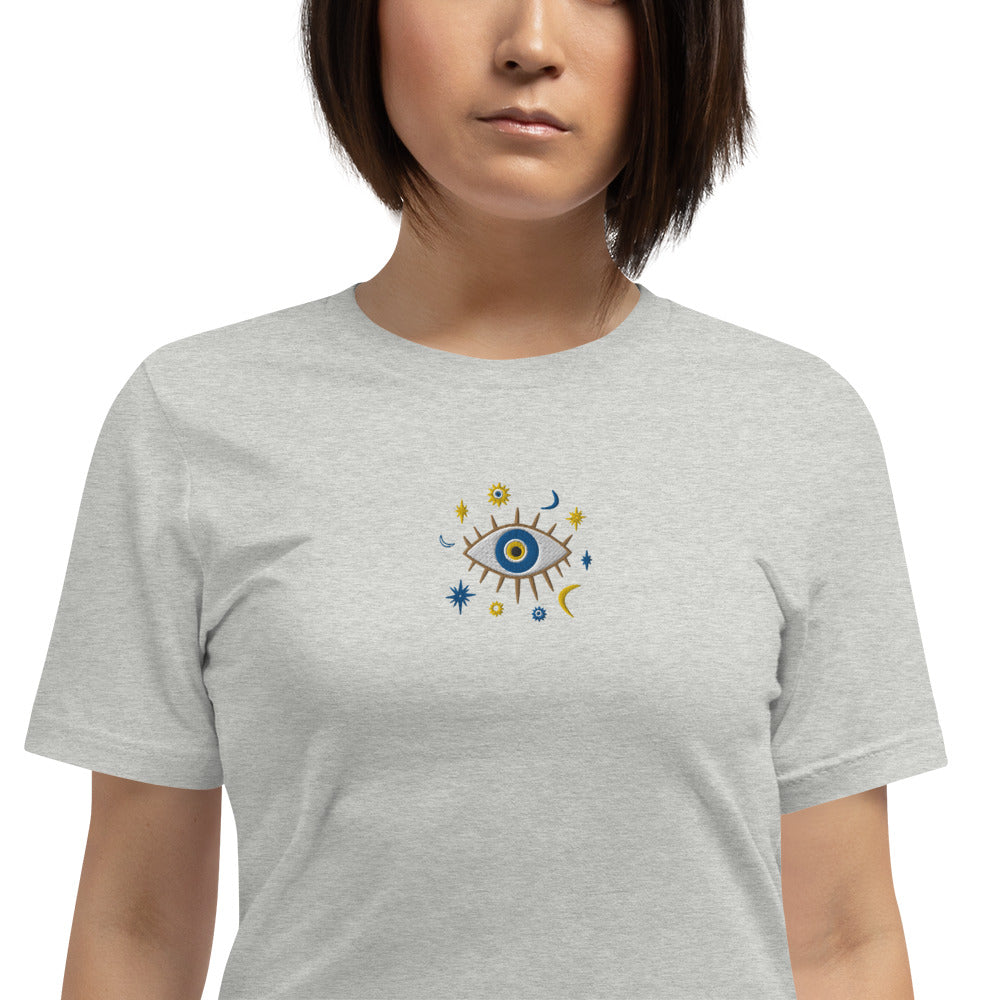 Greek Evil Eye Embroidered T-shirt - The Global Wanderer