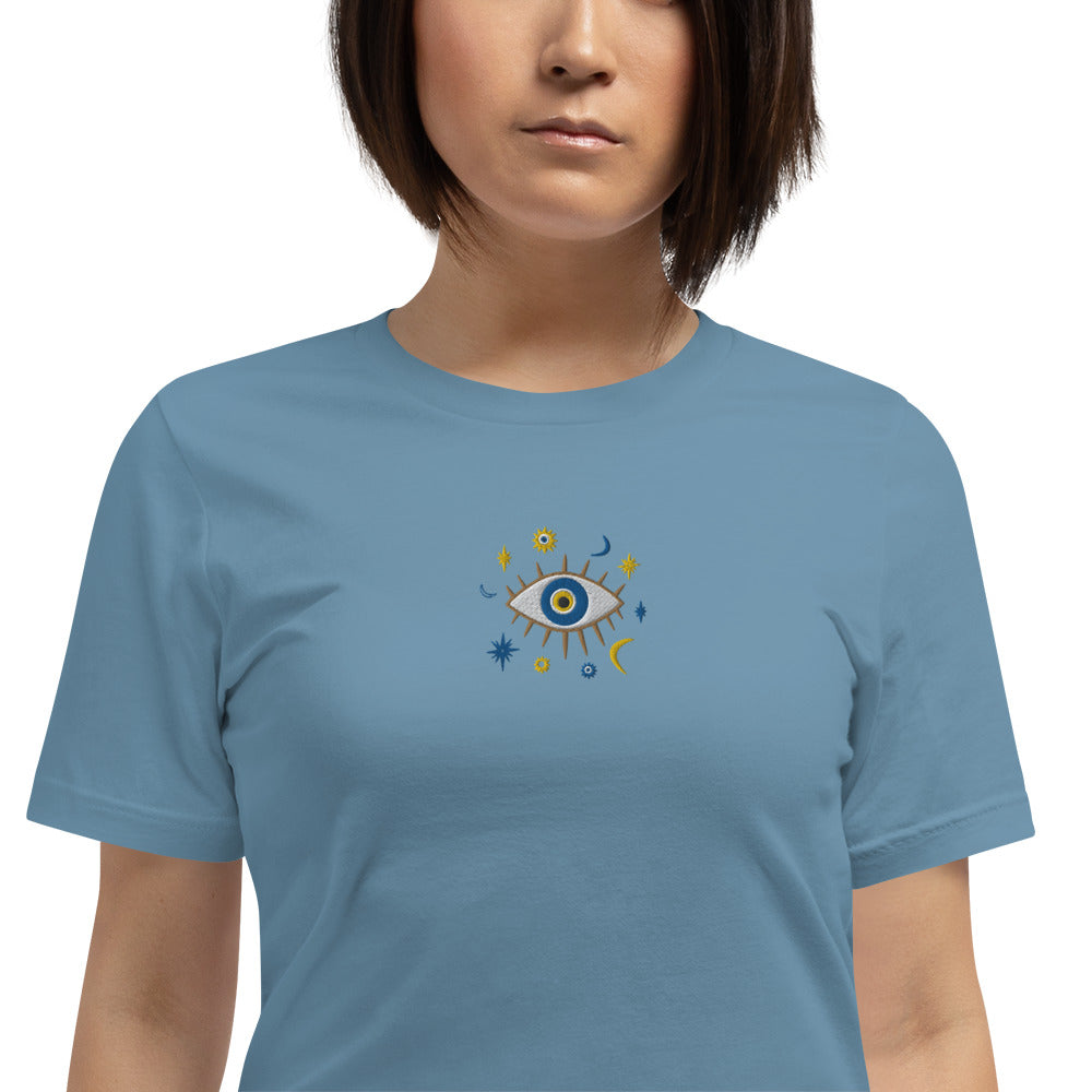 Greek Evil Eye Embroidered T-shirt - The Global Wanderer