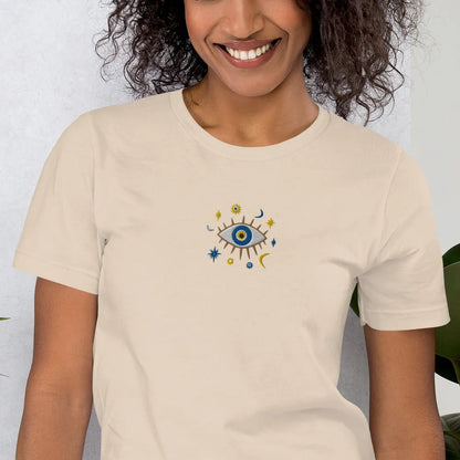 Greek Evil Eye Embroidered T-shirt - The Global Wanderer