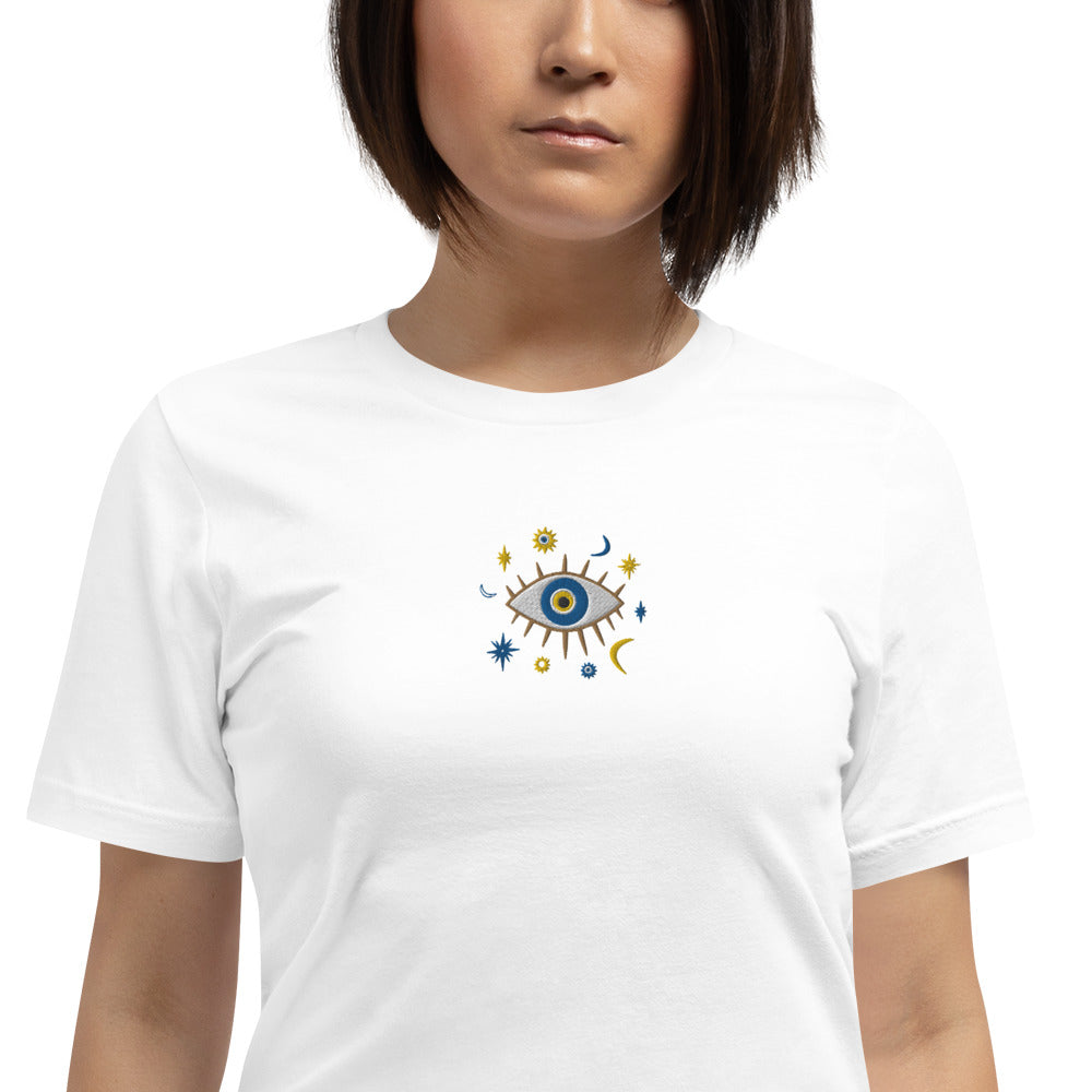 Greek Evil Eye Embroidered T-shirt - The Global Wanderer