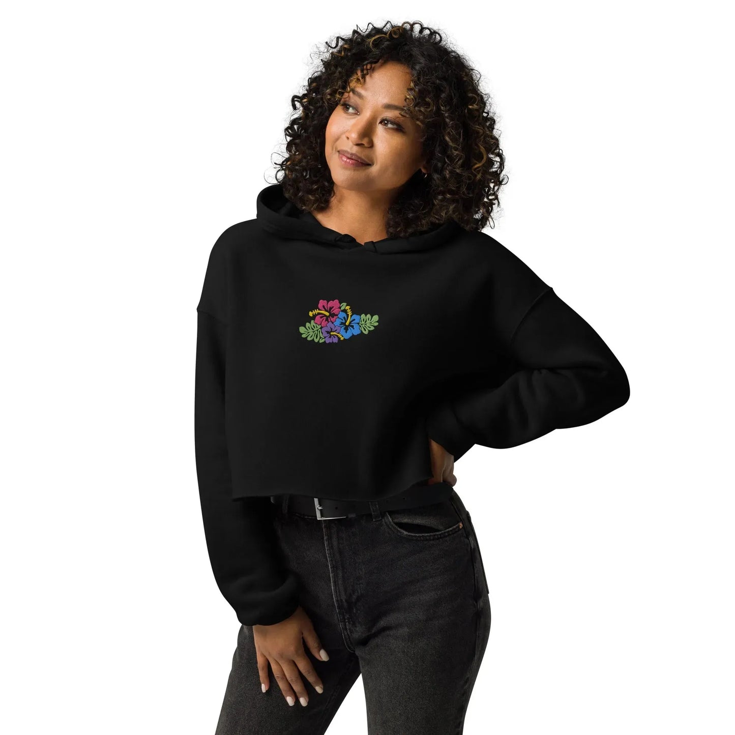 Hawaiian Tropical Leaves Cropped Hoodie - The Global Wanderer