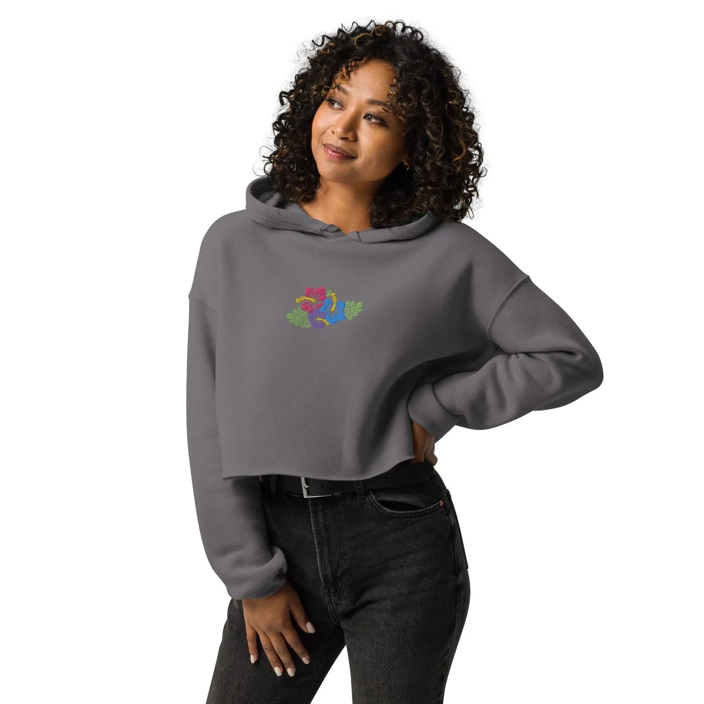 Hawaiian Tropical Leaves Cropped Hoodie - The Global Wanderer