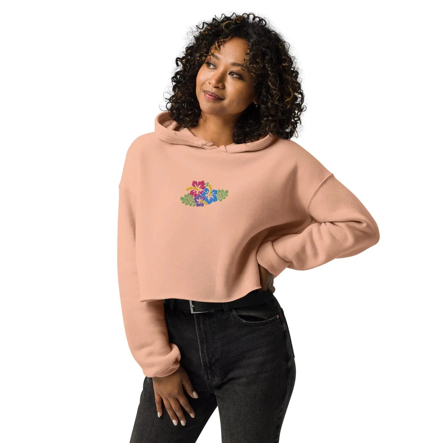 Hawaiian Tropical Leaves Cropped Hoodie - The Global Wanderer