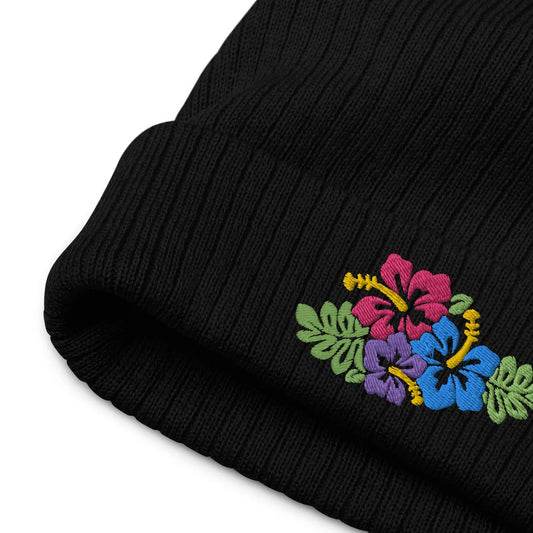 Hawaiian Tropical Leaves Embroidered Beanie - The Global Wanderer