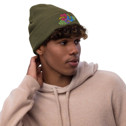 Hawaiian Tropical Leaves Embroidered Beanie - The Global Wanderer