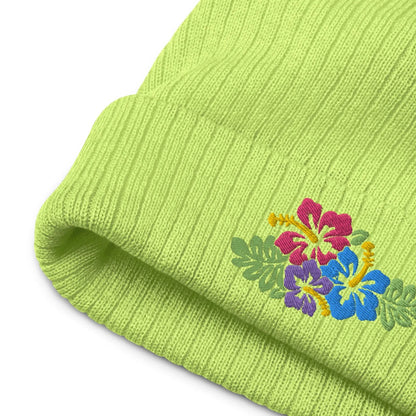 Hawaiian Tropical Leaves Embroidered Beanie - The Global Wanderer