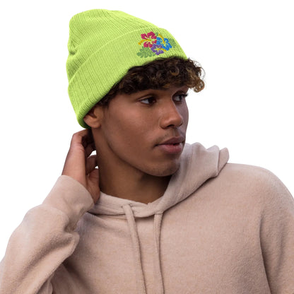 Hawaiian Tropical Leaves Embroidered Beanie - The Global Wanderer