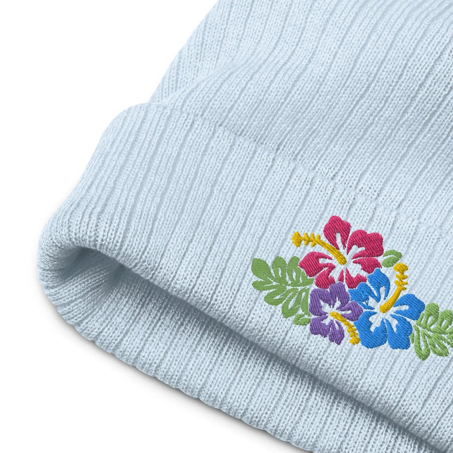 Hawaiian Tropical Leaves Embroidered Beanie - The Global Wanderer