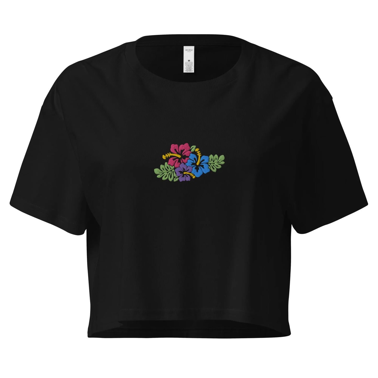 Hawaiian Tropical Leaves Embroidered Cropped T-Shirt - The Global Wanderer