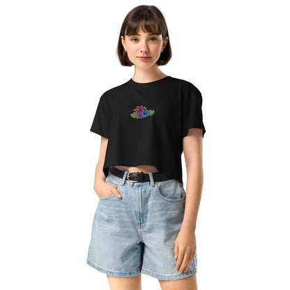 Hawaiian Tropical Leaves Embroidered Cropped T-Shirt - The Global Wanderer