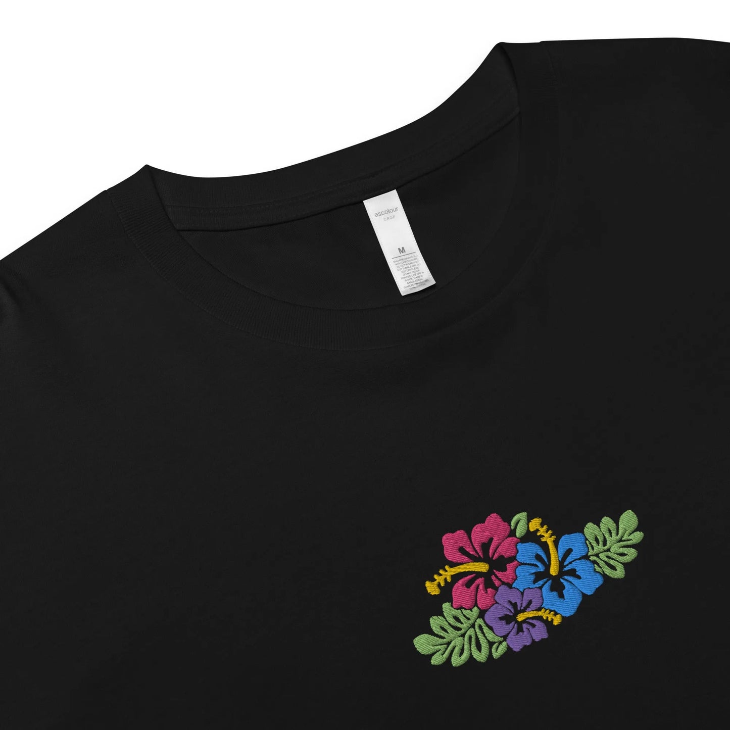 Hawaiian Tropical Leaves Embroidered Cropped T-Shirt - The Global Wanderer