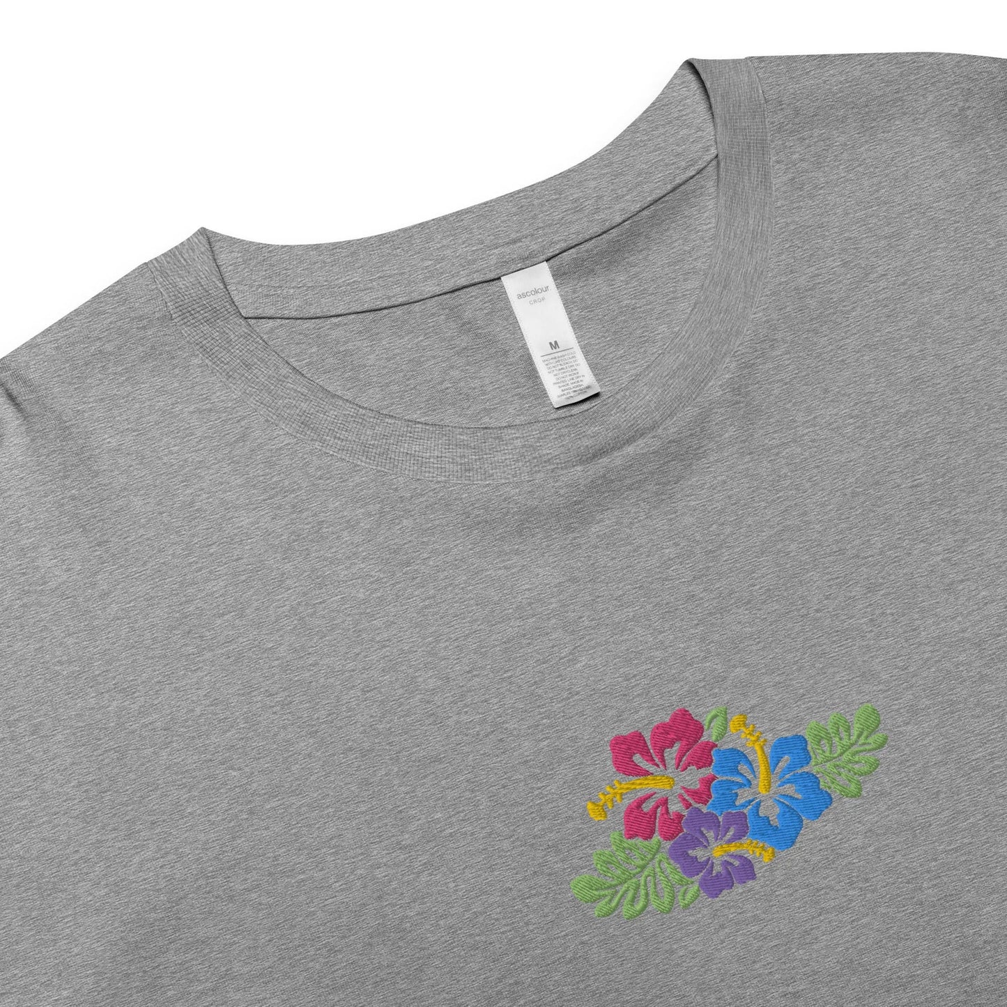 Hawaiian Tropical Leaves Embroidered Cropped T-Shirt - The Global Wanderer