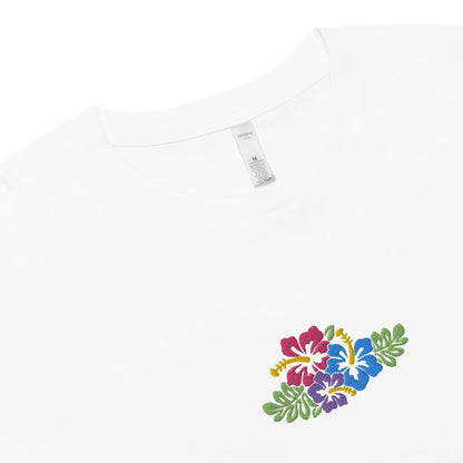 Hawaiian Tropical Leaves Embroidered Cropped T-Shirt - The Global Wanderer