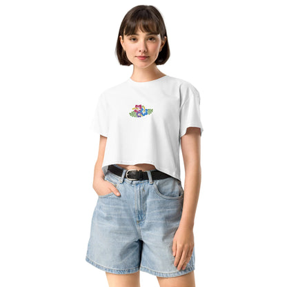 Hawaiian Tropical Leaves Embroidered Cropped T-Shirt - The Global Wanderer