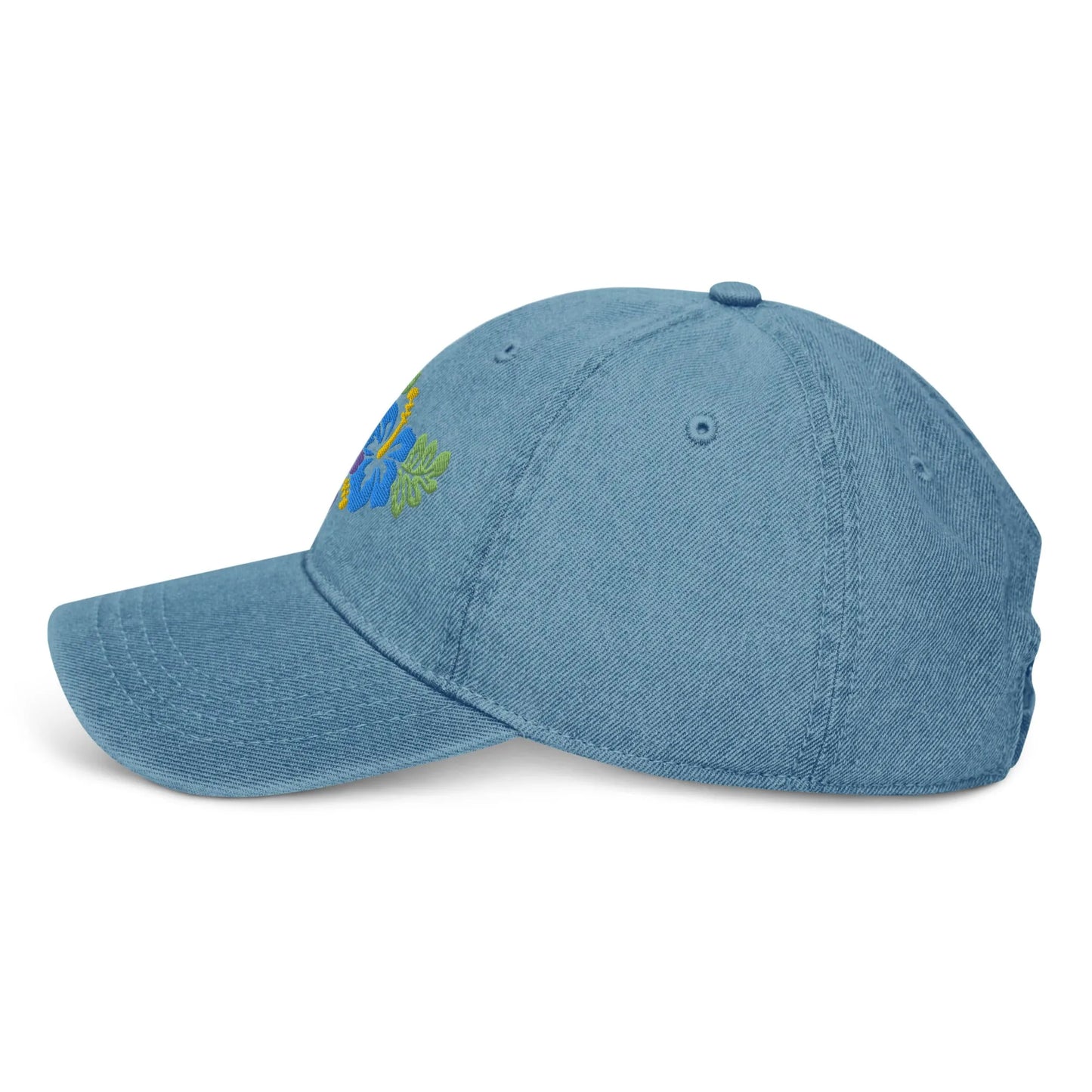 Hawaiian Tropical Leaves Embroidered Denim Dad Hat - The Global Wanderer