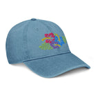 Hawaiian Tropical Leaves Embroidered Denim Dad Hat - The Global Wanderer