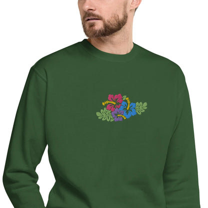 Hawaiian Tropical Leaves Embroidered Sweatshirt - The Global Wanderer