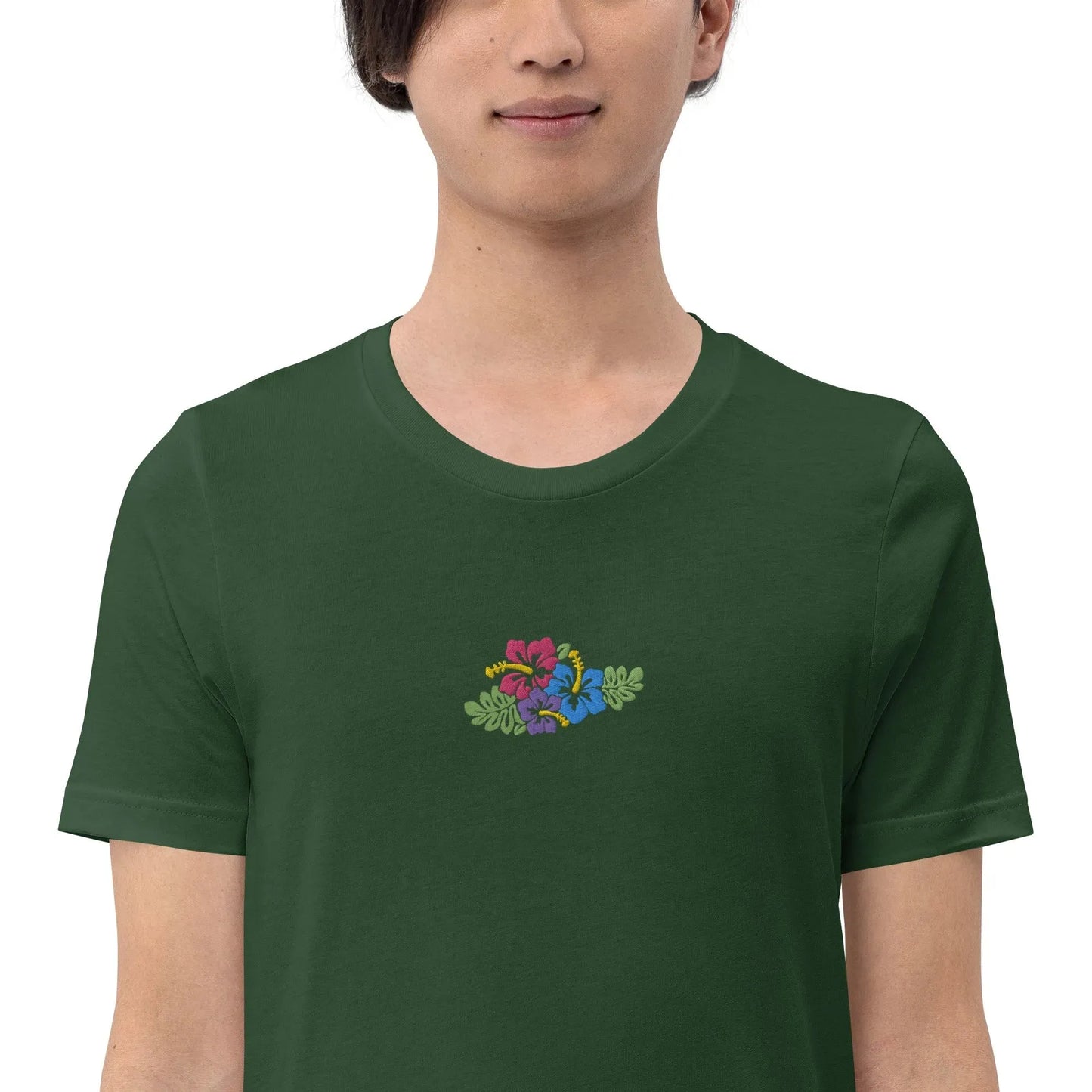 Hawaiian Tropical Leaves Embroidered T-Shirt - The Global Wanderer