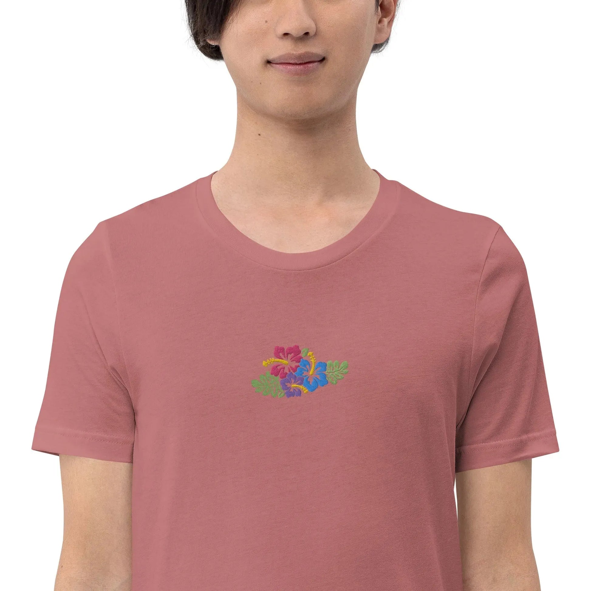 Hawaiian Tropical Leaves Embroidered T-Shirt - The Global Wanderer