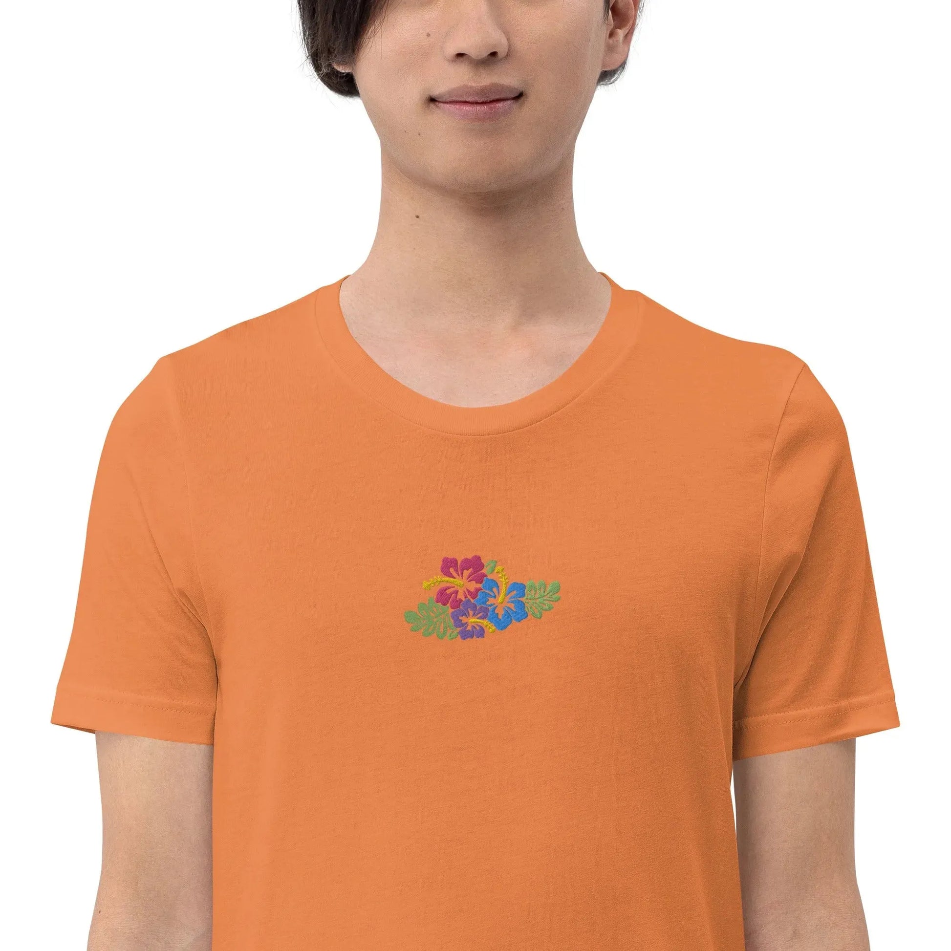 Hawaiian Tropical Leaves Embroidered T-Shirt - The Global Wanderer