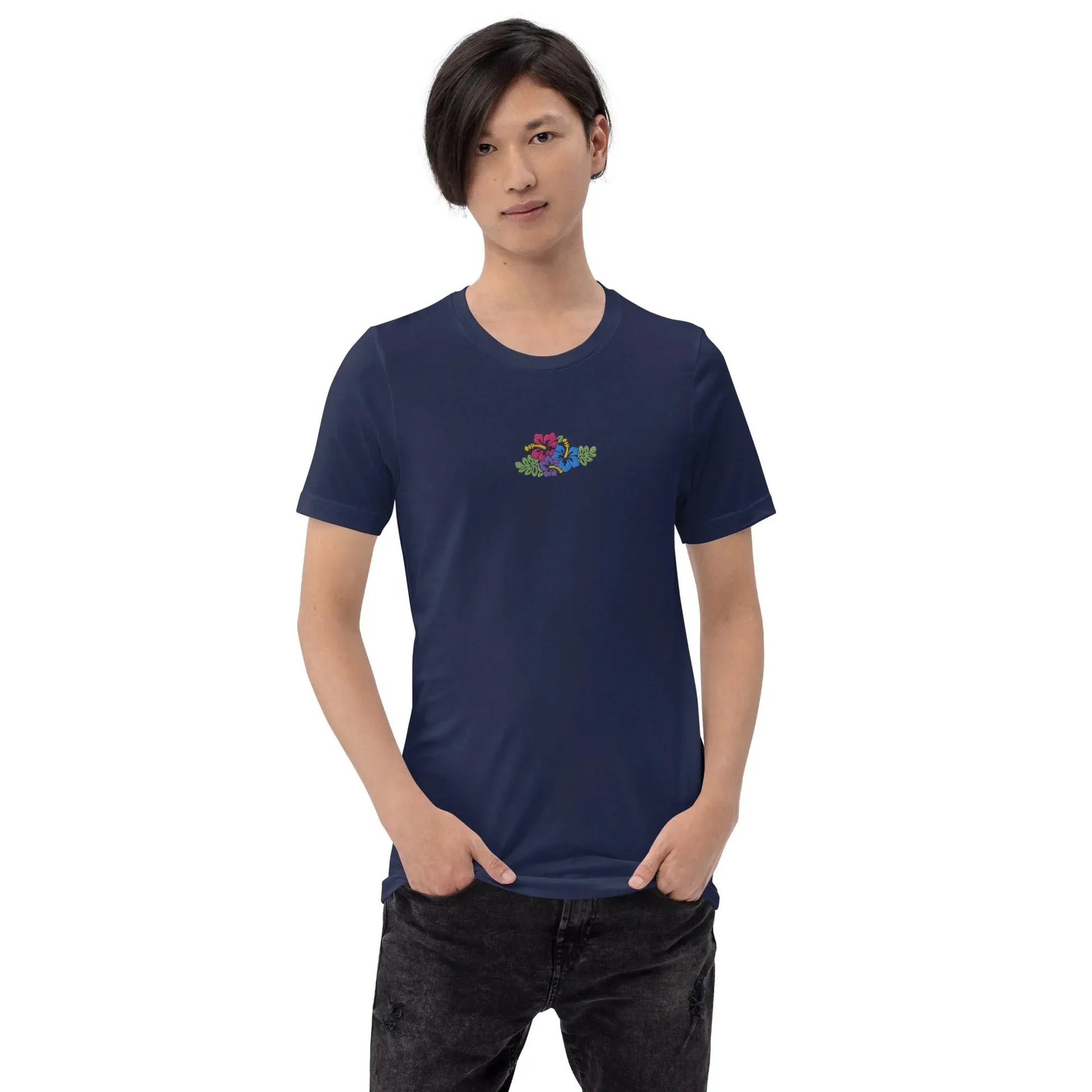 Hawaiian Tropical Leaves Embroidered T-Shirt - The Global Wanderer