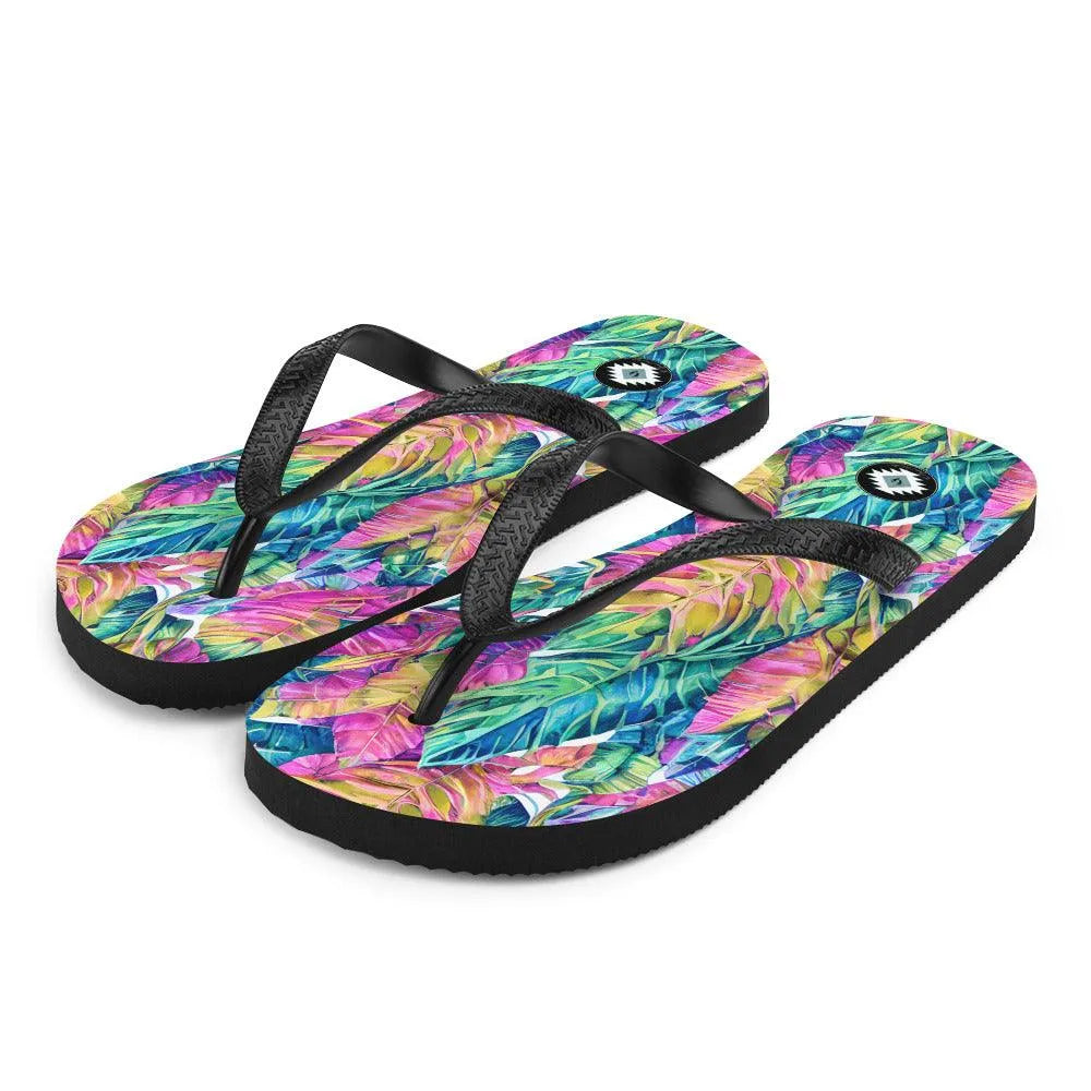 Hawaiian Tropical Leaves Flip Flops - The Global Wanderer