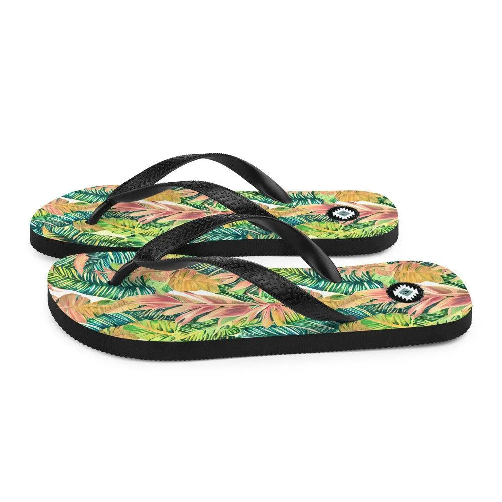 Hawaiian Tropical Leaves Flip Flops - The Global Wanderer