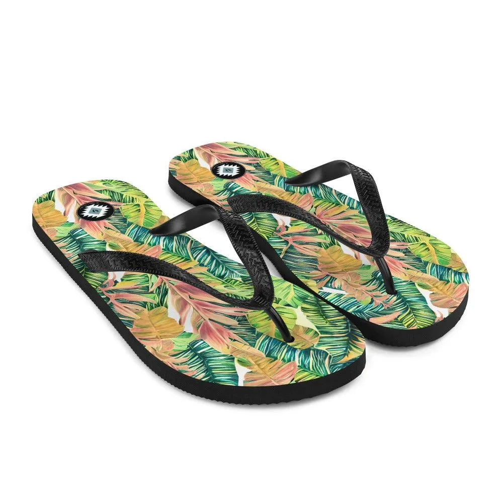 Hawaiian Tropical Leaves Flip Flops - The Global Wanderer