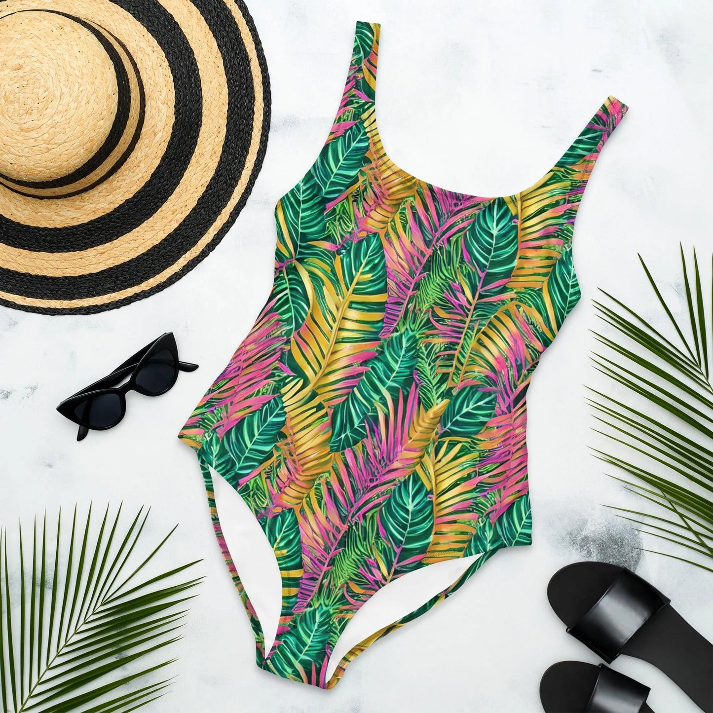 Hawaiian Tropical Leaves One-Piece Swimsuit - The Global Wanderer