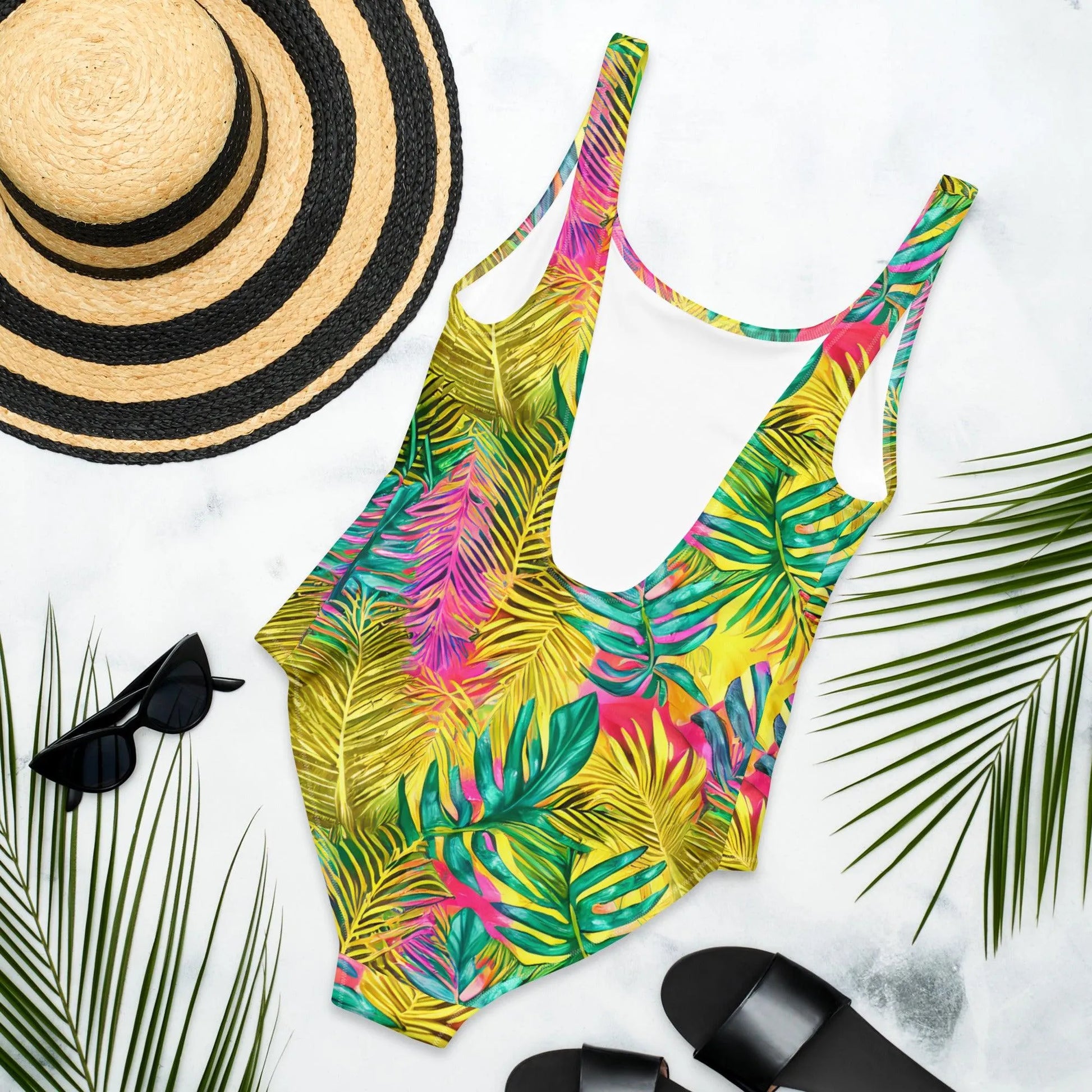 Hawaiian Tropical Leaves One-Piece Swimsuit - The Global Wanderer