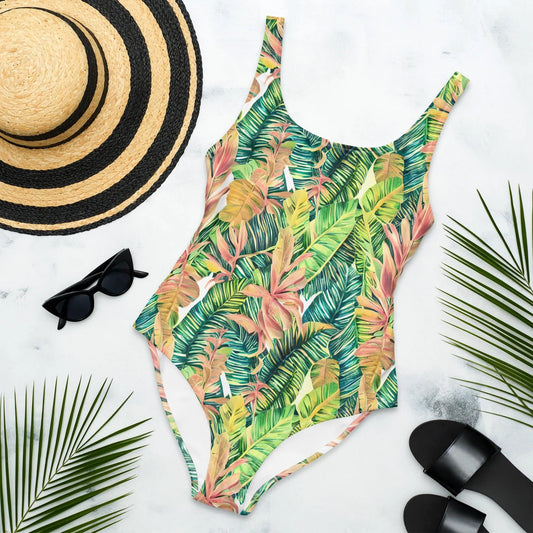 Hawaiian Tropical Leaves One-Piece Swimsuit - The Global Wanderer