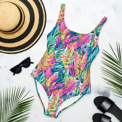 Hawaiian Tropical Leaves One-Piece Swimsuit - The Global Wanderer