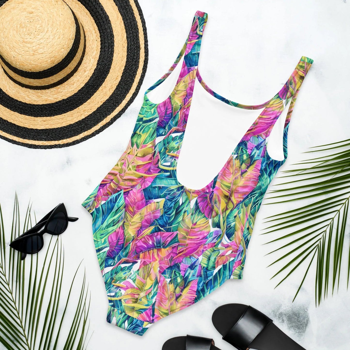 Hawaiian Tropical Leaves One-Piece Swimsuit - The Global Wanderer