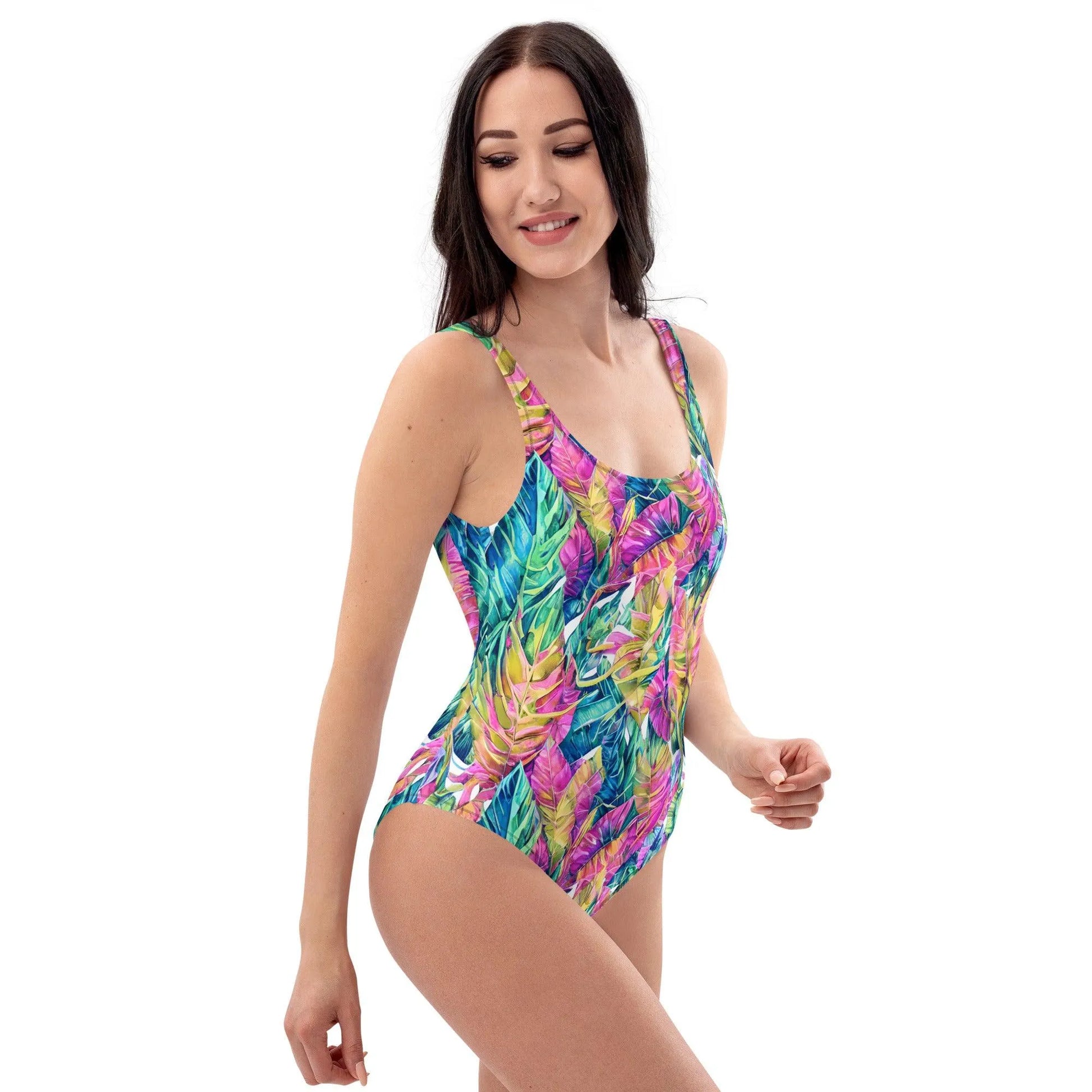 Hawaiian Tropical Leaves One-Piece Swimsuit - The Global Wanderer