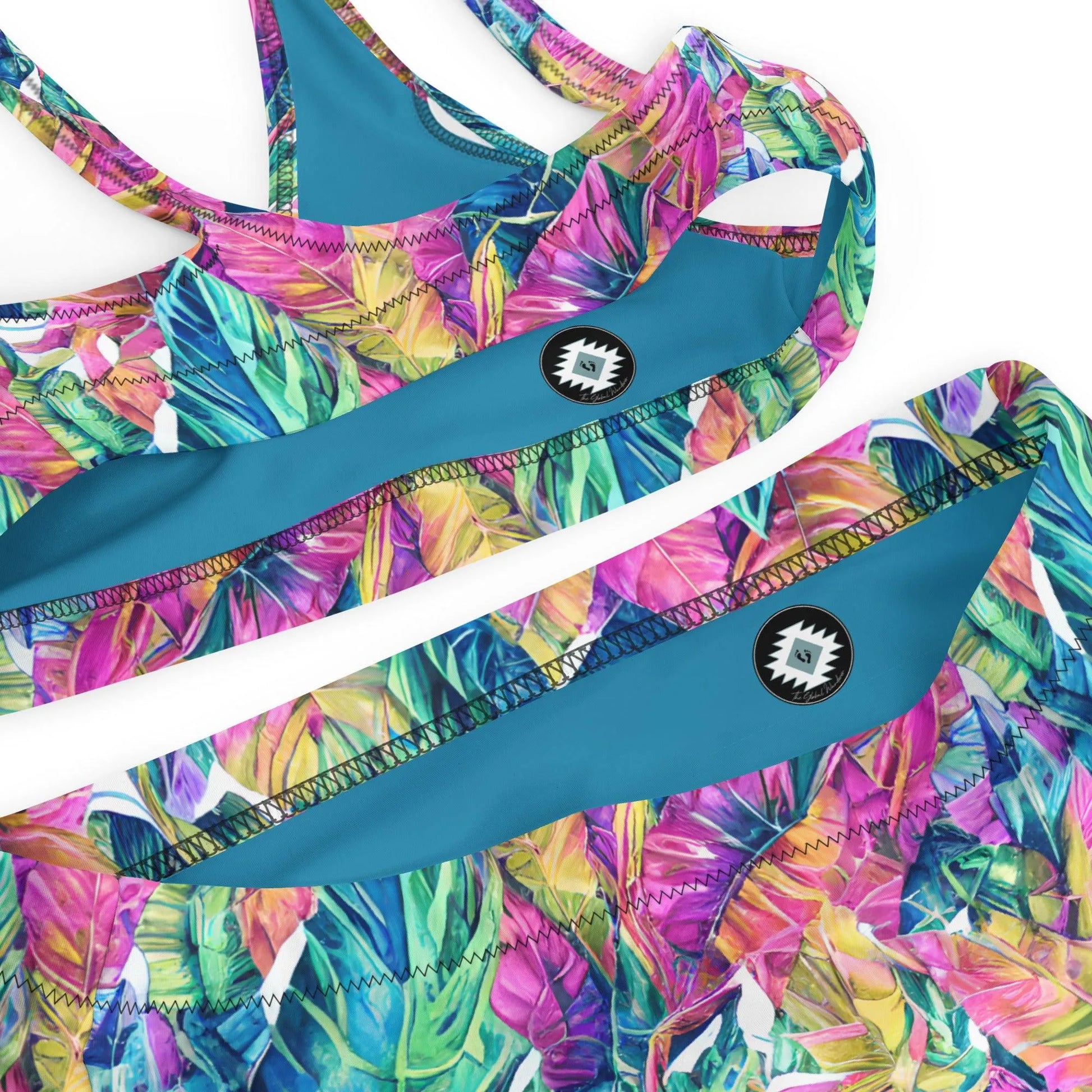 Hawaiian Tropical Leaves Recycled High-Waisted Bikini - The Global Wanderer